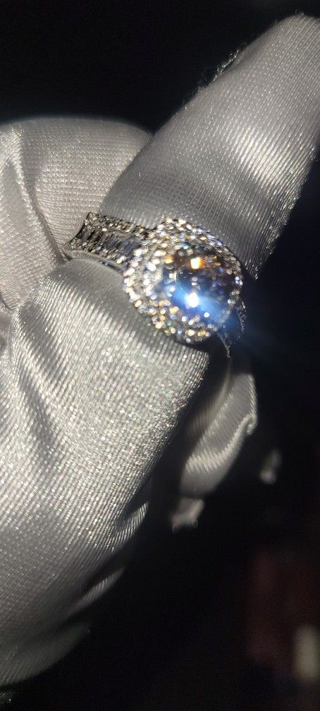 Cubic Zirconia Rhodium Sterling Silver