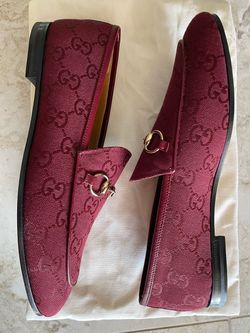 Gucci Jordaan Loafers Horsebit Red Canvas size 7 women’s