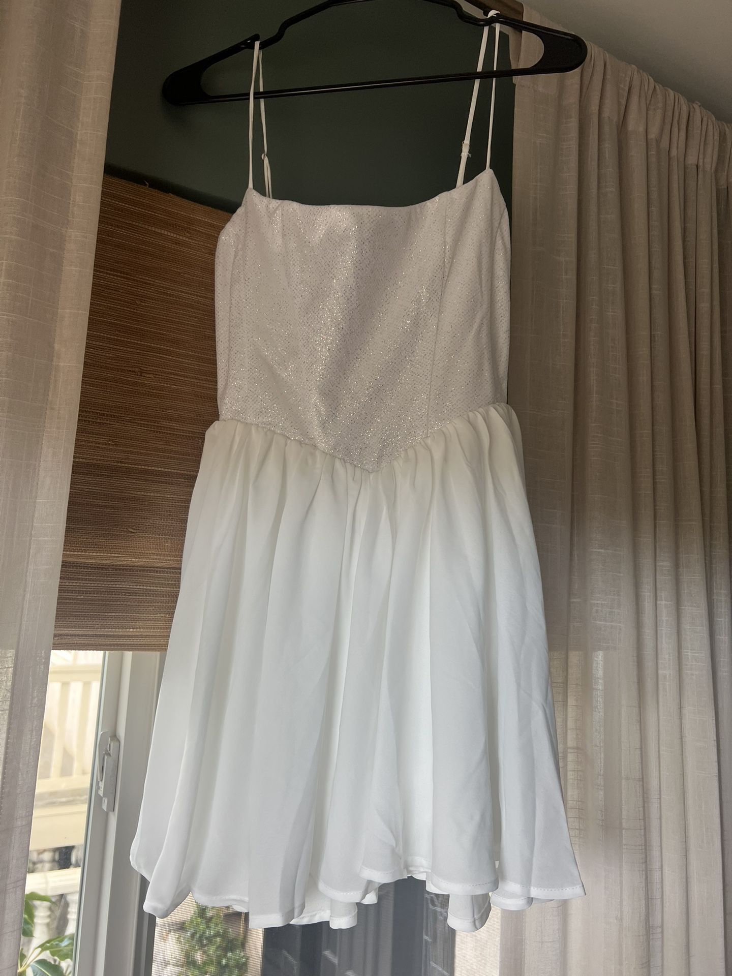 White Sequin Graduation Dress