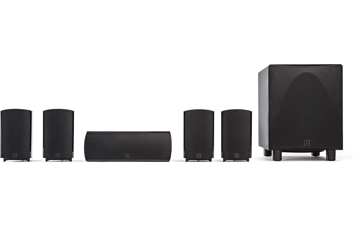 Definitive Technology ProCinema 6D - Compact 5.1 Channel Home Theater Speaker System | 250-Watt Powered Subwoofer Center Channel + 4 Speakers | Sleek