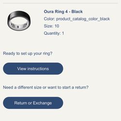 Oura Ring 4 - Black Color: product_catalog_color_black Size: 10 Quantity: 1