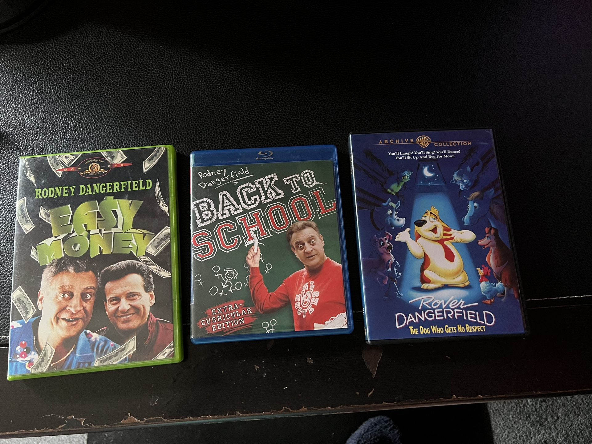 Rodney Dangerfield dvd/Blu ray Collection Easy Money//Back To School//Rover Dangerfield