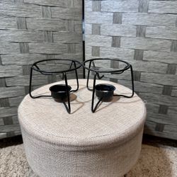 Set of 2 Black Metal Candle Holders