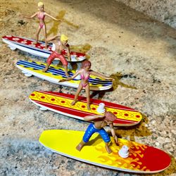 Wind Up Long Board Surf Surfer Surfing Girl Water Toy - Pool Beach Bath Tub 4 LOT 