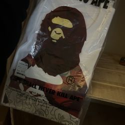 Red And White Bape Shirt Medium 