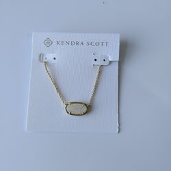 KENDRA SCOTT WHITE ELISA CRYSTAL NECKLACE GOLD CHAIN
