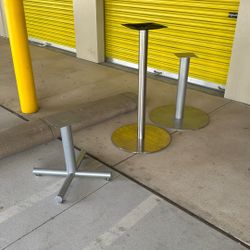 Three Table Bases All Metal One Stainless Steel 