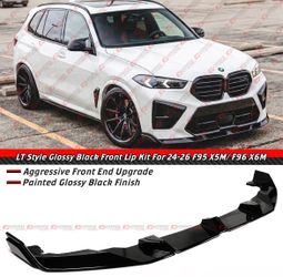 24-26 BMW X5M X6M Style Gloss Black Front Bumper Lip