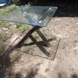 Glass Metal Wooden End Table