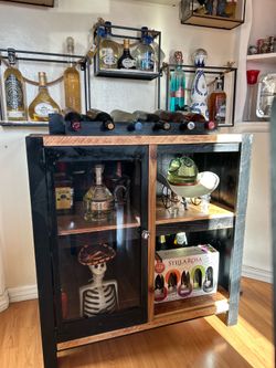 Wine and tequila cabinet for the living or dining room