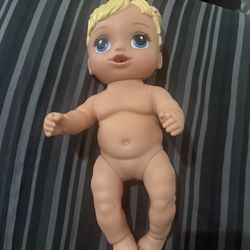 2019 Walmart Brand WATER BABY Doll Blonde Blue Eyes 12 Inches No Clothes