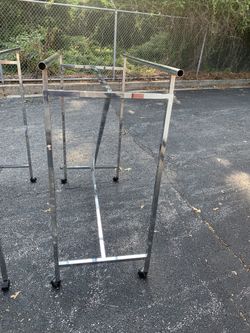 (2) Heavy Duty Steel Adjustable Cloths Rack