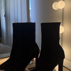 Aldo Black Rhinestone Heeled Boots