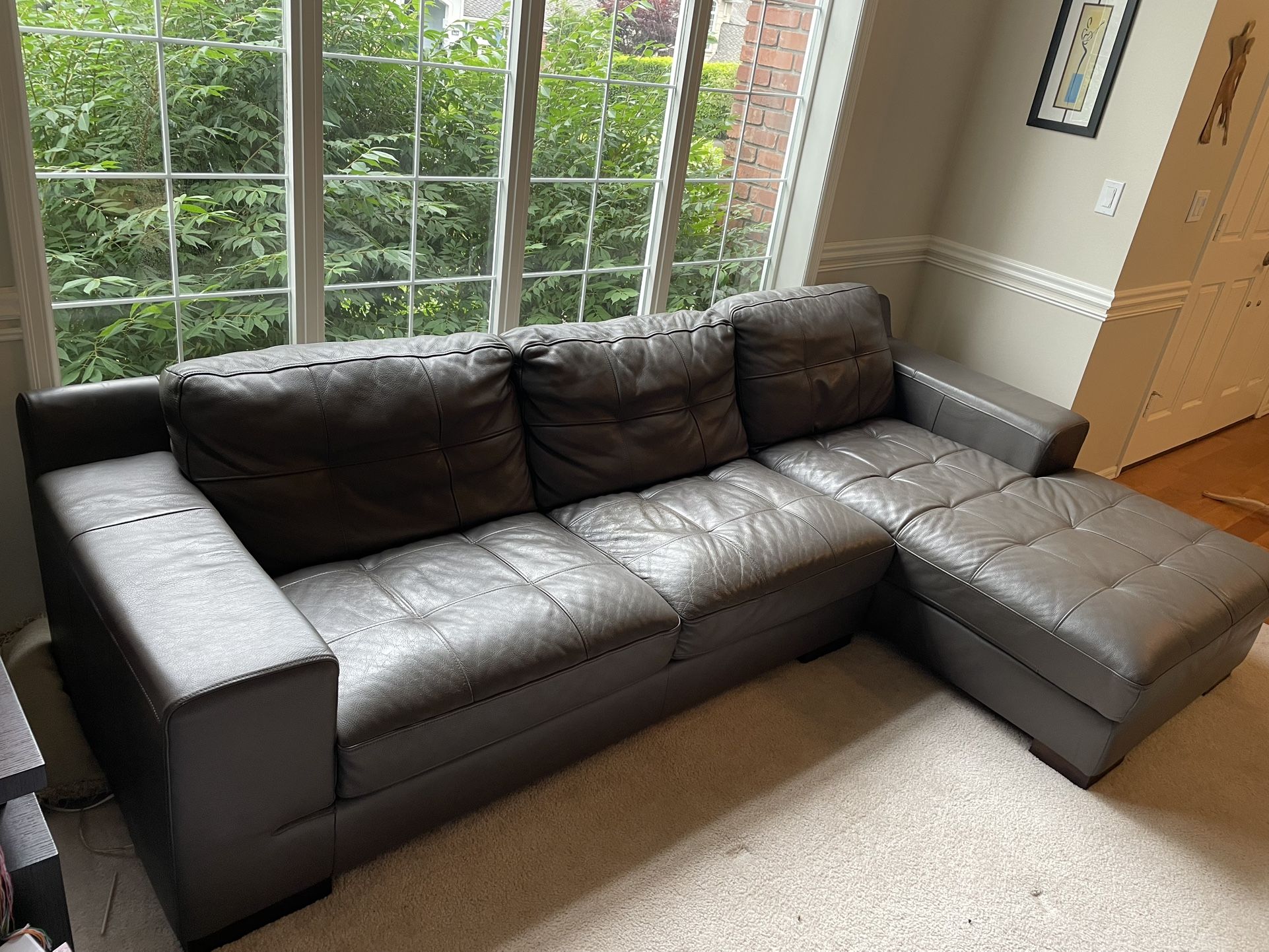 Leather Couch + Chaise Lounge