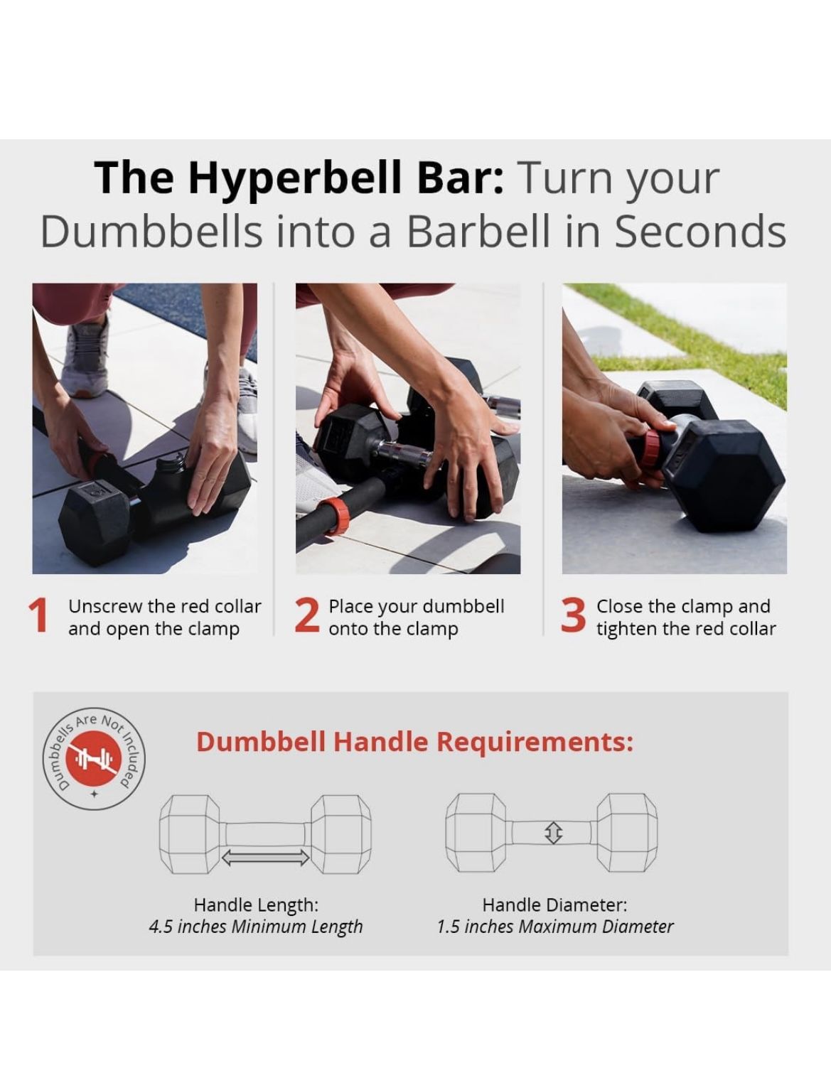 Hyperbell Bar/ Turn Dumbbells Into a Barbell
