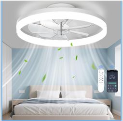 Ventiladores de techo con luces y control remoto, ventilador de techo plegable moderno de perfil bajo de 20 pulgadas con luz, cambio de temperatura de