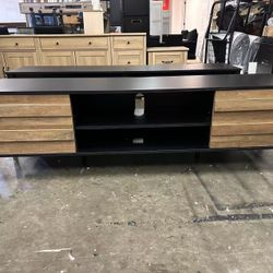Modern TV Stand 65 inch TV Table, Mid-Century Wood TV Console Entertainment Center for 55 inch TV with 6 Storage Cabinets, Media Console for Living Ro