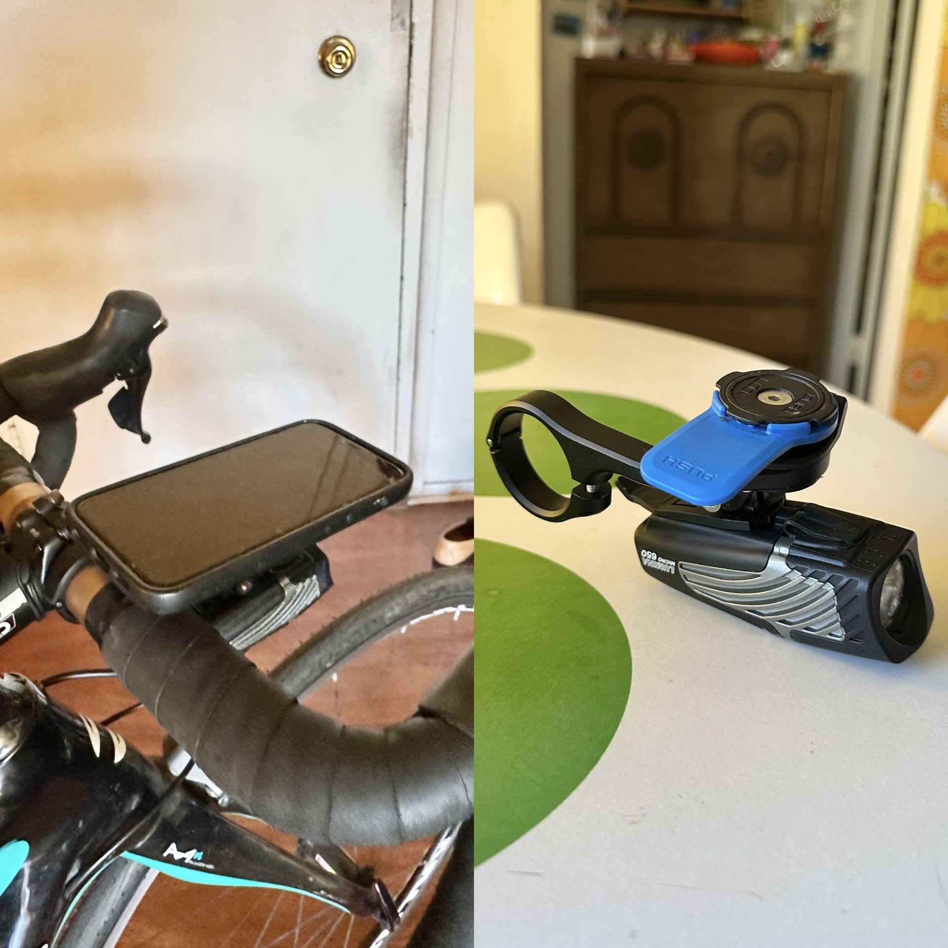 Quadlock iPhone Out Front Mount + Light/Camera Adaptor, Like New, Bicycles Cycle Cycling Outdoor Sports Phone Tripod Holder