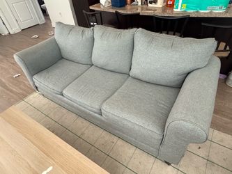 Light Gray Three-Cushion Rolled Arm Sofa Bed - Has Pull Out Full Sized Bed, Must go by Wednesday