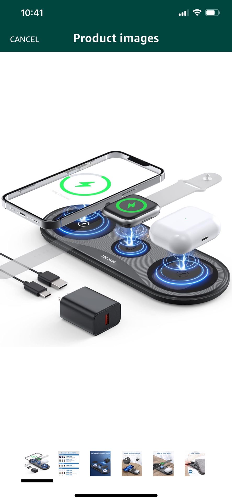 Wireless Charging Pad, TELSOR Portable Wireless Chargers for Multiple Devices, Wireless Charging Station for iPhone 15 14 13 12 11 Pro Max, for Apple