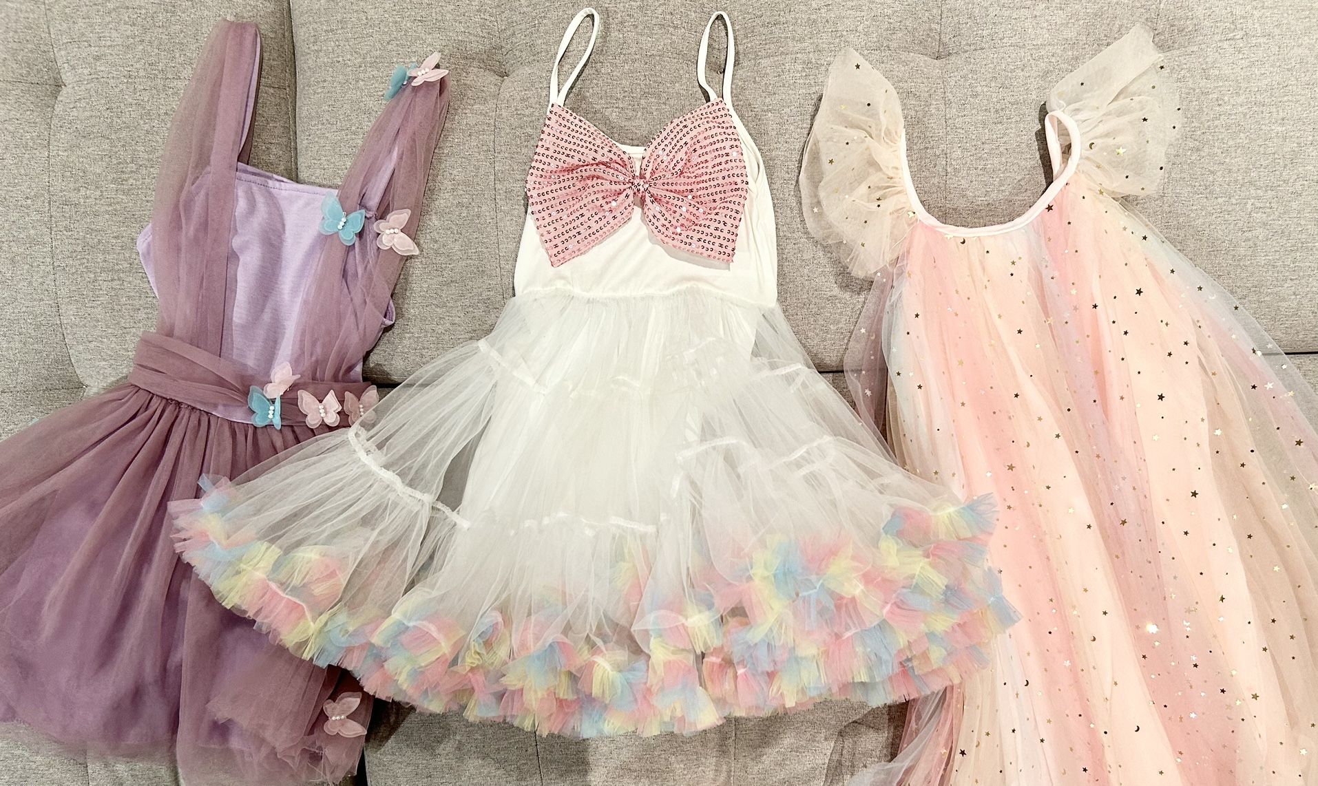 Girls Set Of Party Dresses (3) Sizes 7/8