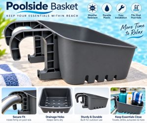 NEW-Poolside Basket Pool Rail Organizer