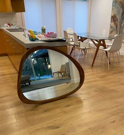 West Elm Mid-Century Asymmetrical Wood Wall Mirror - Walnut finish