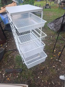 White Metal Wire Drawer Storage Unit