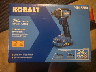 Kobalt 24V Max Brushless 1/4-in Impact Driver Kit (NEW NEVER USED)