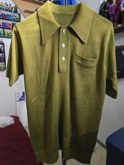 Vintage Acrylic Knit 1960s Shirt Mens Small 