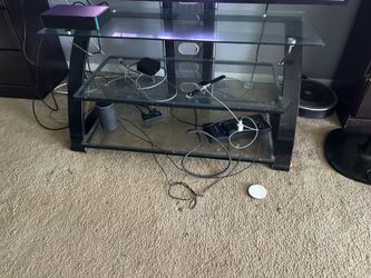 Entertainment center glass and wrought iron