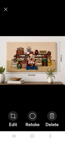 Vintage Handmade Needlepoint Grocery Store Scene Signed “Ilene” 3D Fiber Art
