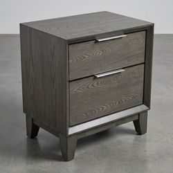 Modern Ash Gray 2-Drawer Nightstand / End Table