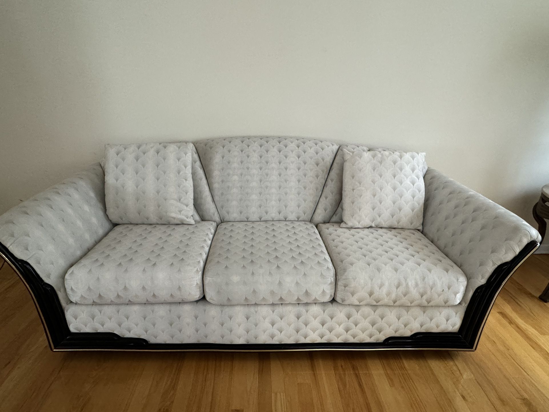 Sofa set White/ Grey with black and gold trim 