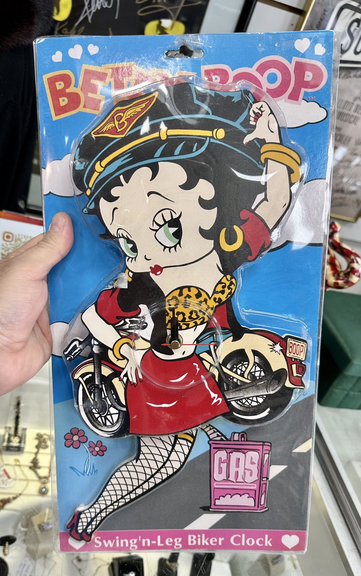 Vintage Betty Boop Swing’n Leg Harley Davidson Boop Biker Clock 3D Wall Clock -