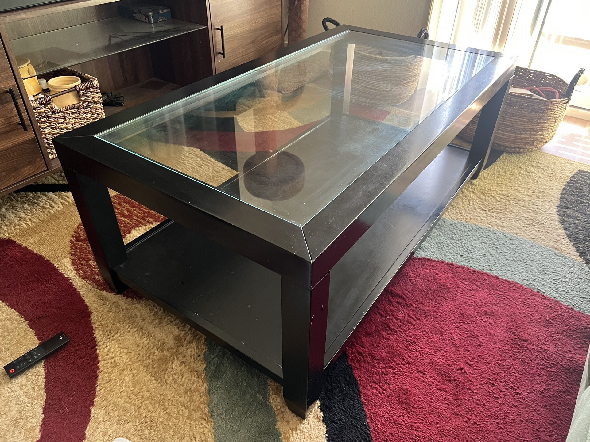 Matching Black & Glass Console & Coffee Tables