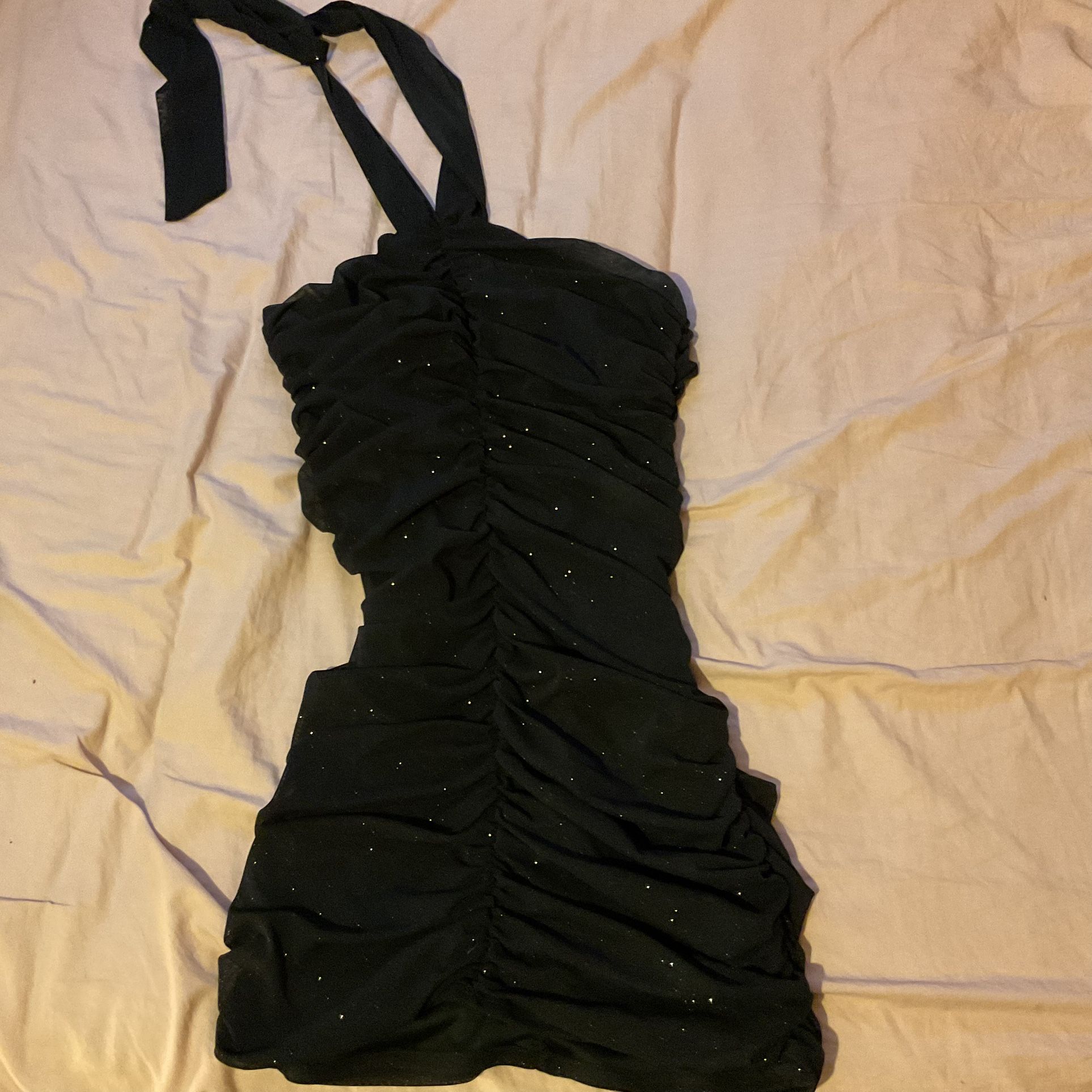 Black Halter Top Sparkly Dress