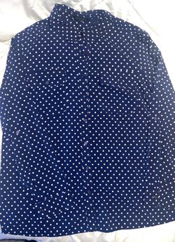 Brand -notations navy blue blouse  polka dots  size Large