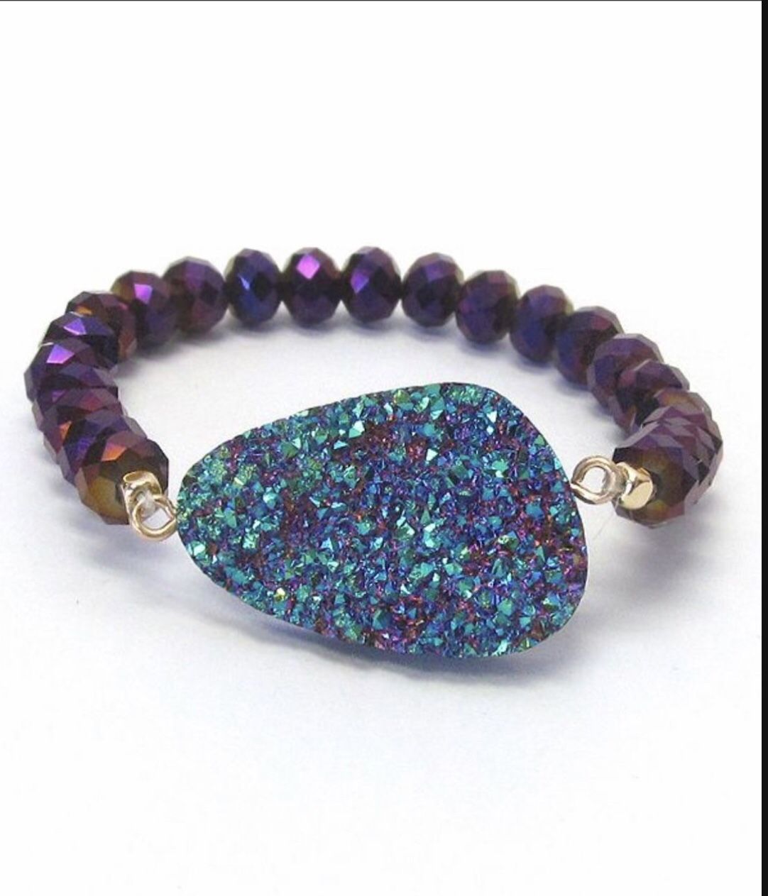 *SALE* Beautiful Druzy Irridescent Beads Stretch Bracelet. *See My Other 800 Items*