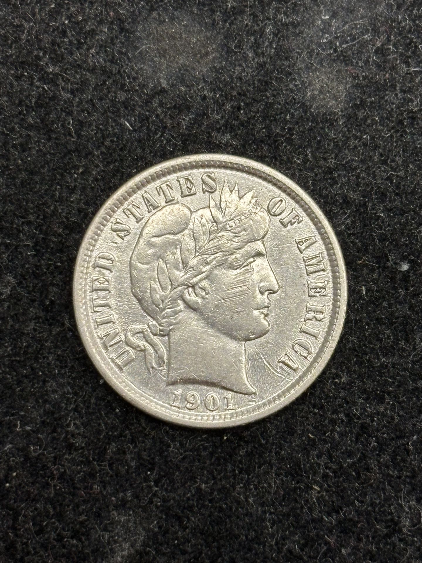 1901 Barber Silver Dime -- AWESOME NEAR-UNCIRCULATED COIN!