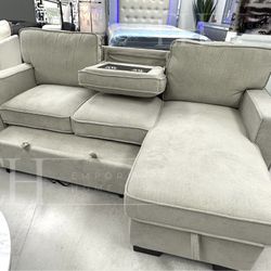 Light Grey Sofa Sectional Sleeper With Storage 🔥buy Now Pay Later 