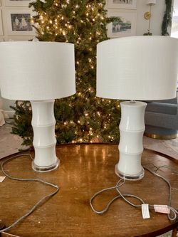 2 Bamboo Style Lamps 