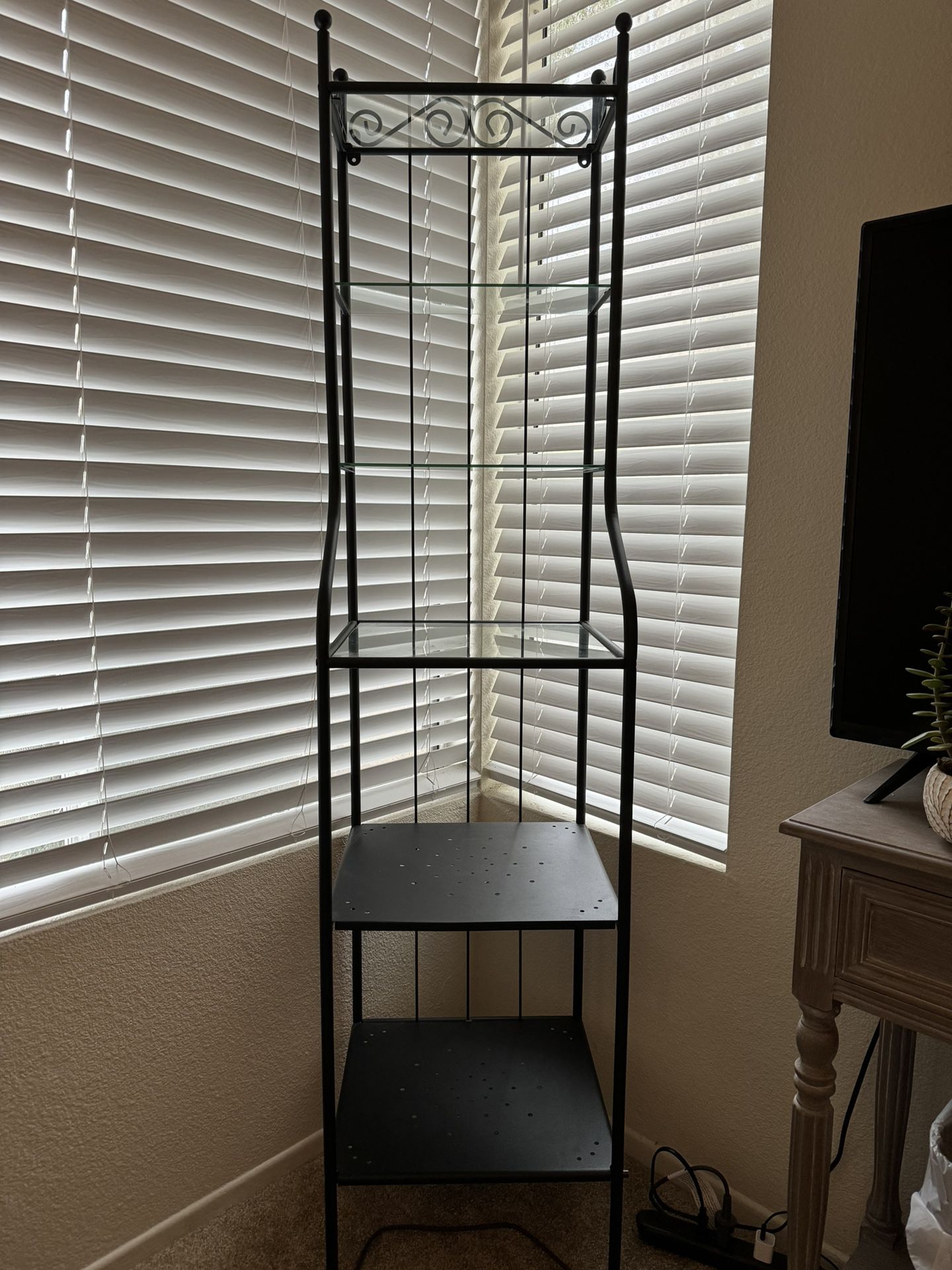 Metal Stand With Glass Shelves
