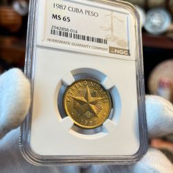 Un Peso De Cuba 1987 Ms65
