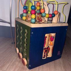 B. toys:Zany Zoo Wooden Activity Cube-Educational Play with Animals, Spinners, Bead Rollercoaster, Functional Doors
