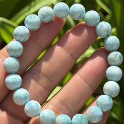 9mm 6.5 Inches Stretchable Larimar Bracelet 