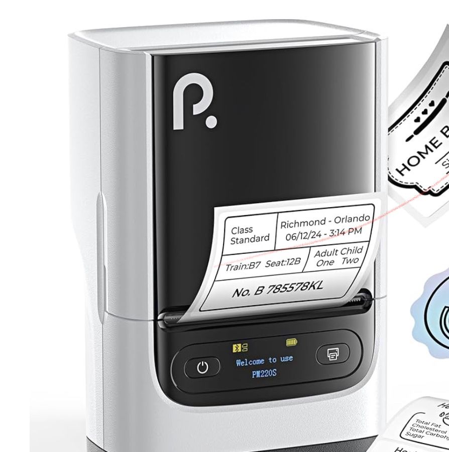 BPM220S Label Maker Machine with Tape, 2 Inch Bluetooth Thermal Label Printer, Portable Sticker Printer for School, Office, Home,