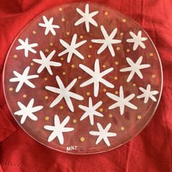 Kosta Boda Annual Collection 13" Torte Platter -Anna Ehrner-Snowflakes & Dots