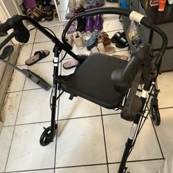 Aluminum Rollator Walker with Seat, Foldable, 250 lb. Weight Capacity
