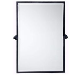 TEHOME 28.5 x 36'' Black Metal Framed Pivot Rectangle Bathroom Mirror Tilting Beveled Vanity Mirrors for Wall